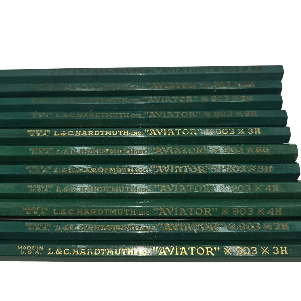 Vintage LC Hardtmuth Aviator 903 Pencils‎ Lot USA Green Drawing Drafting Mixed